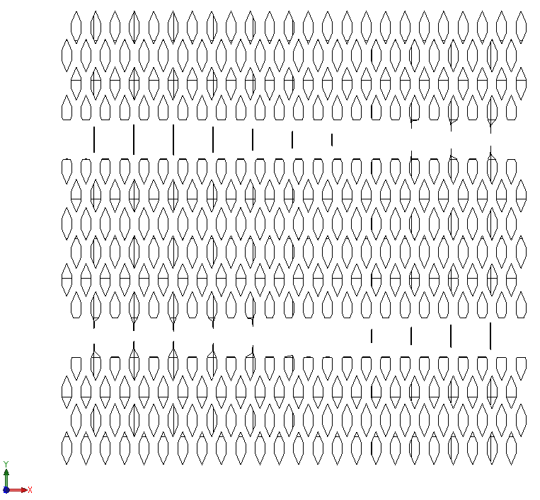 5 SOLIDWORKS Flow Simulation cut plot showing a coarse mesh that misses many grating holes