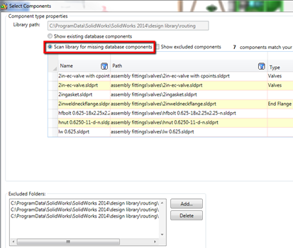 SolidWorks Routing - Piping and Tubing Database - Scan library SolidWorks Routing - Piping and Tubing Database - Scan library