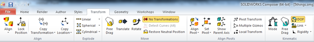 Transform Tab - Menu