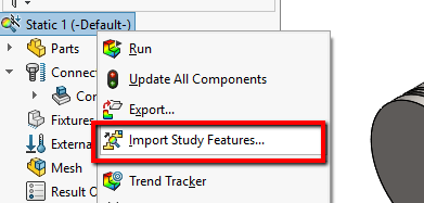 Right click to get to the import study features