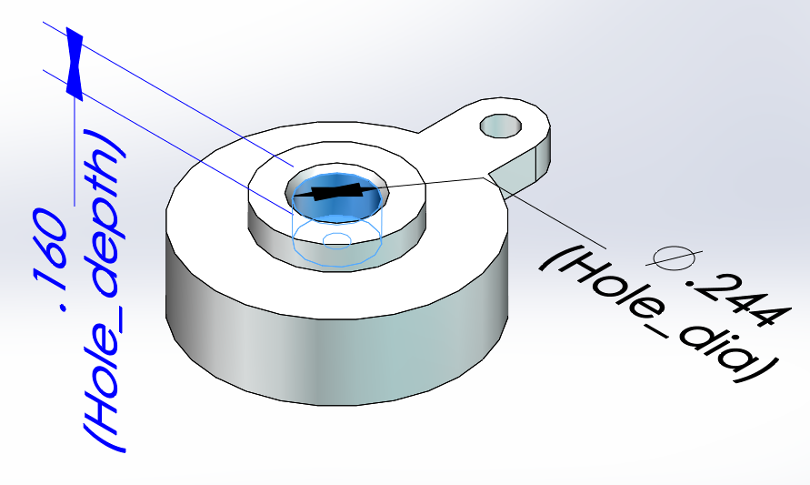 A part with two generic dimension names, such as D1.