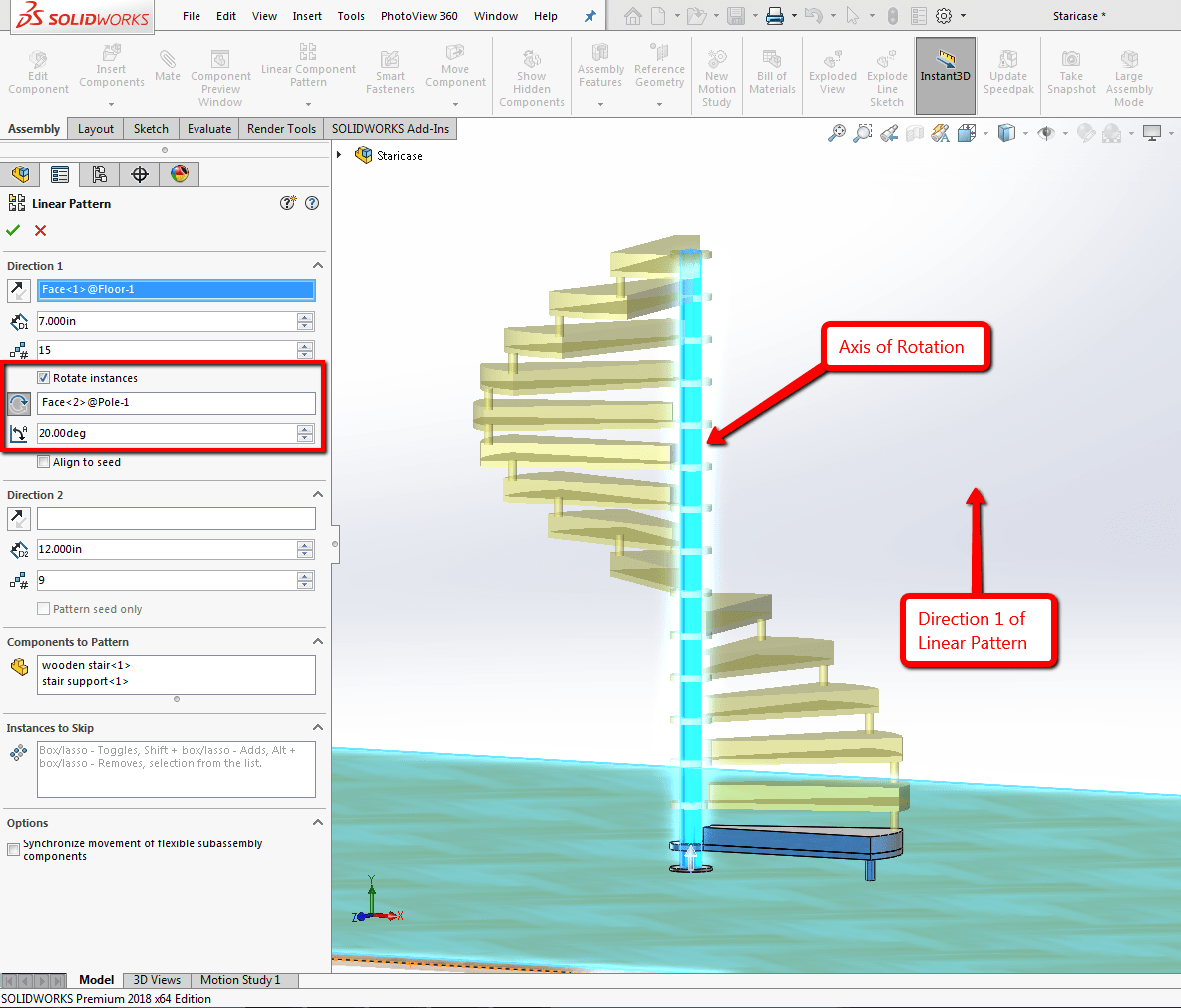 SOLIDWORKS 2018: What's New - Rotate with Linear Pattern