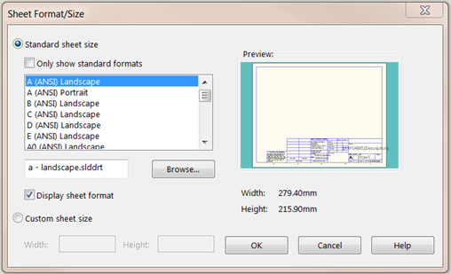 drawing template - sheet format/size