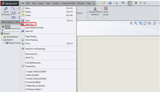 drawing templates - file > save as