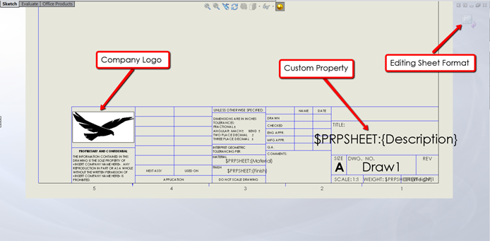 drawing template v. sheet format > sheet descriptions