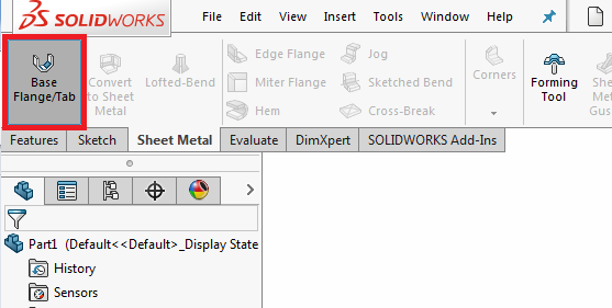 SOLIDWORKS-sheet-metal-base-flange-tab