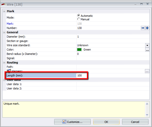SOLIDWORKS Electrical: Manually Add Wire Lengths image008